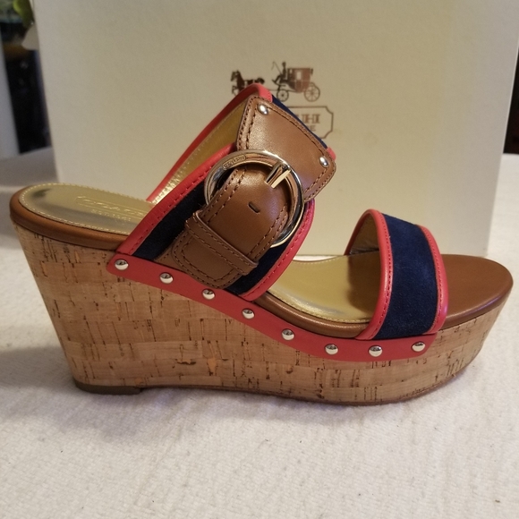 COACH Cortnee Platform Sandals - Navy/Blossom - Picture 5 of 11